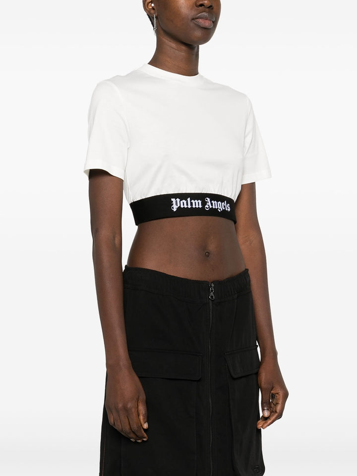 Cropped T-shirt with logo band