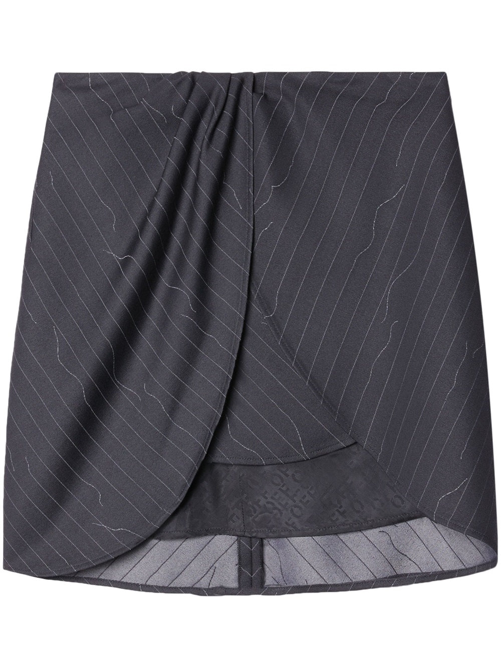 Draped pinstripe mini skirt