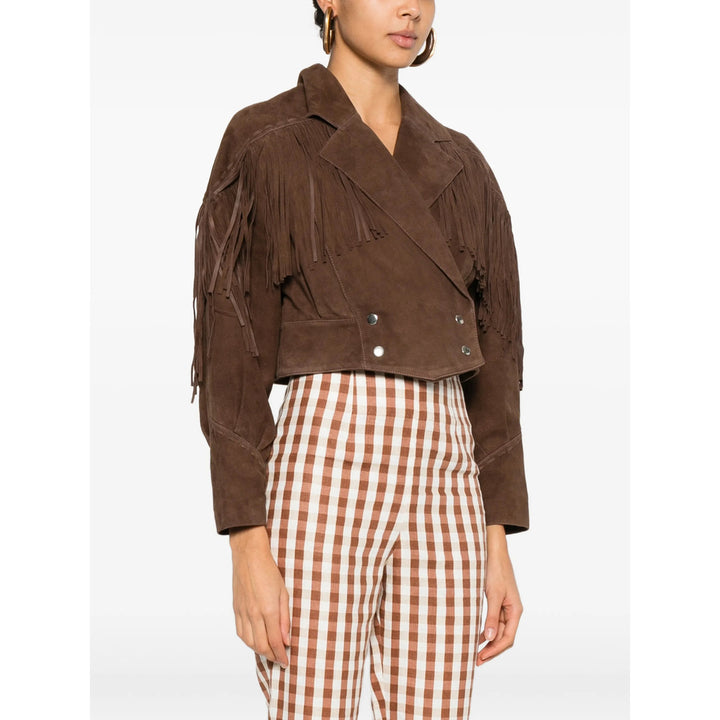 Rixo London Leather Outerwears - Brown | 0ccd1fde349b6ecc7e89f60e0438804494787daa