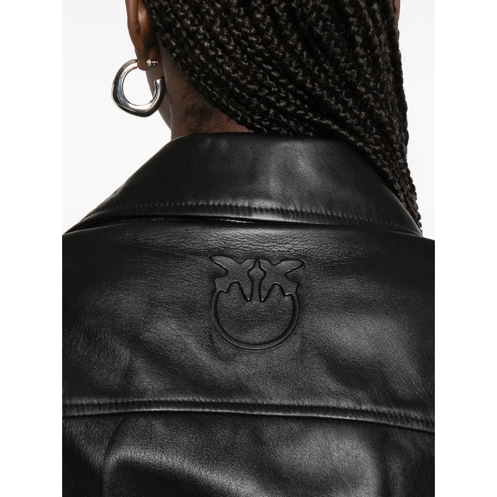 Pinko Leather Outerwears - Black | 408b58c36e3ef3431b0d2bd5651f23aa81afe974