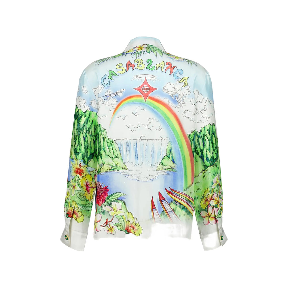 Casablanca Shirts - White, Green | bbd24b18a5e404452ddb45286edaddd121626fb2