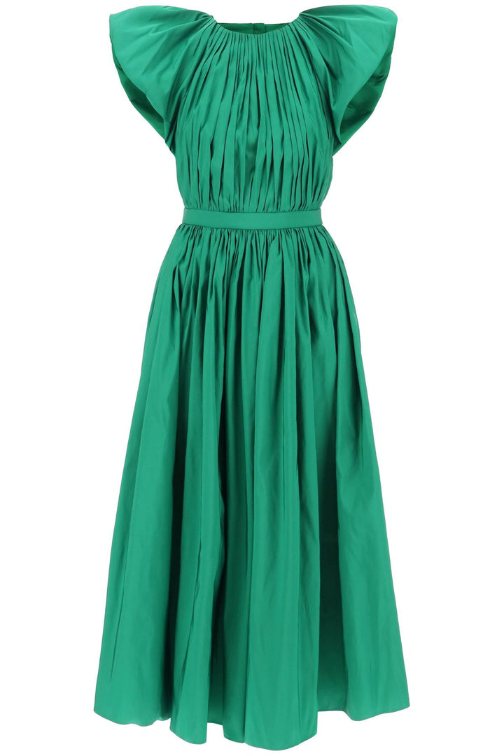 Pleated Open Back Midi Dress