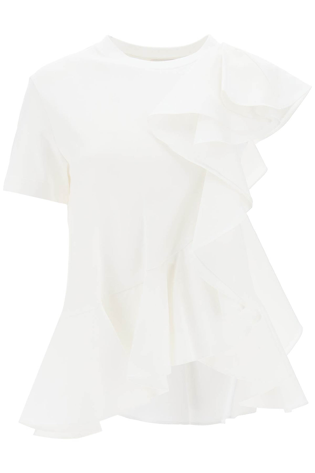 Ruffled Asymmetric Jersey Top