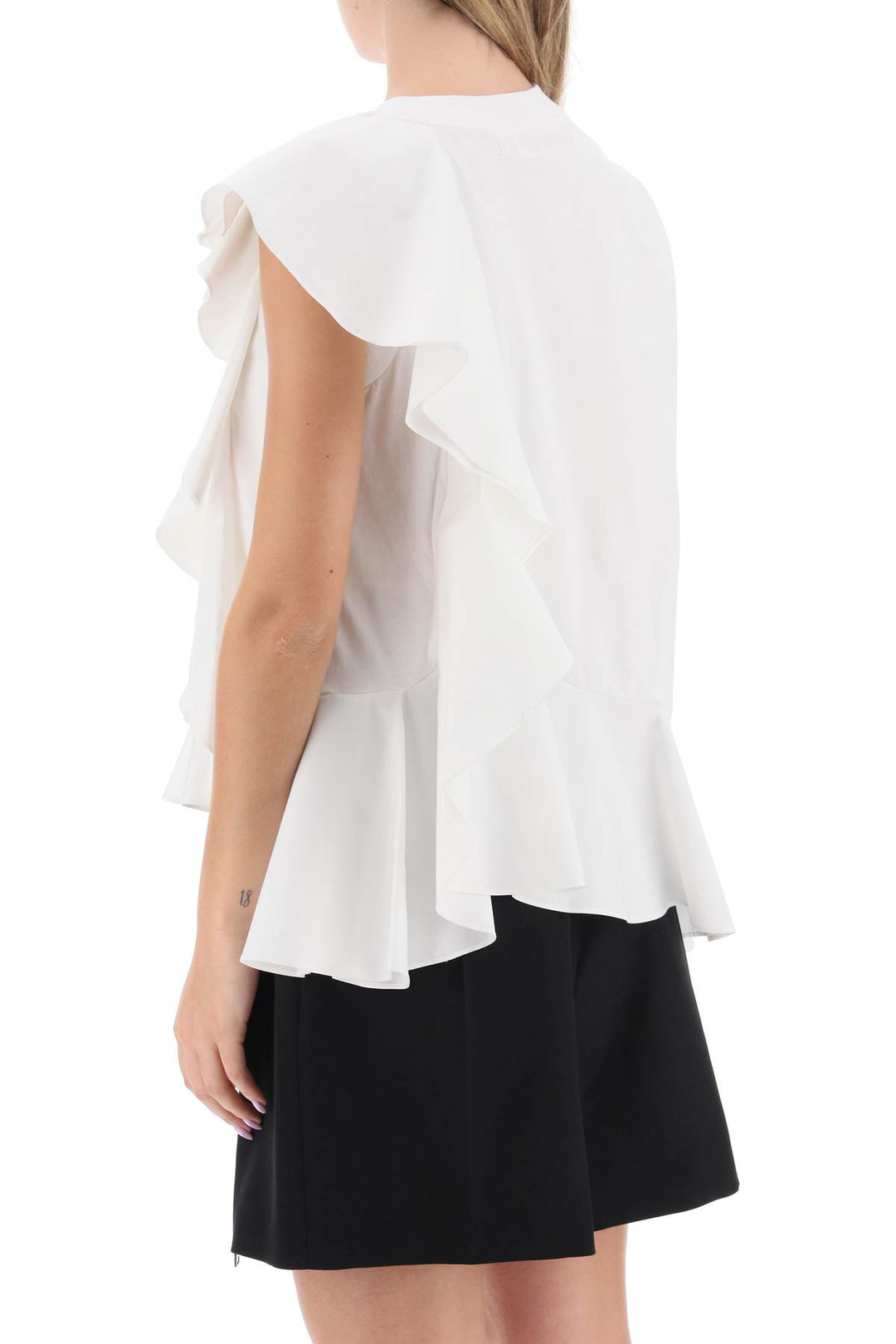 Ruffled Asymmetric Jersey Top