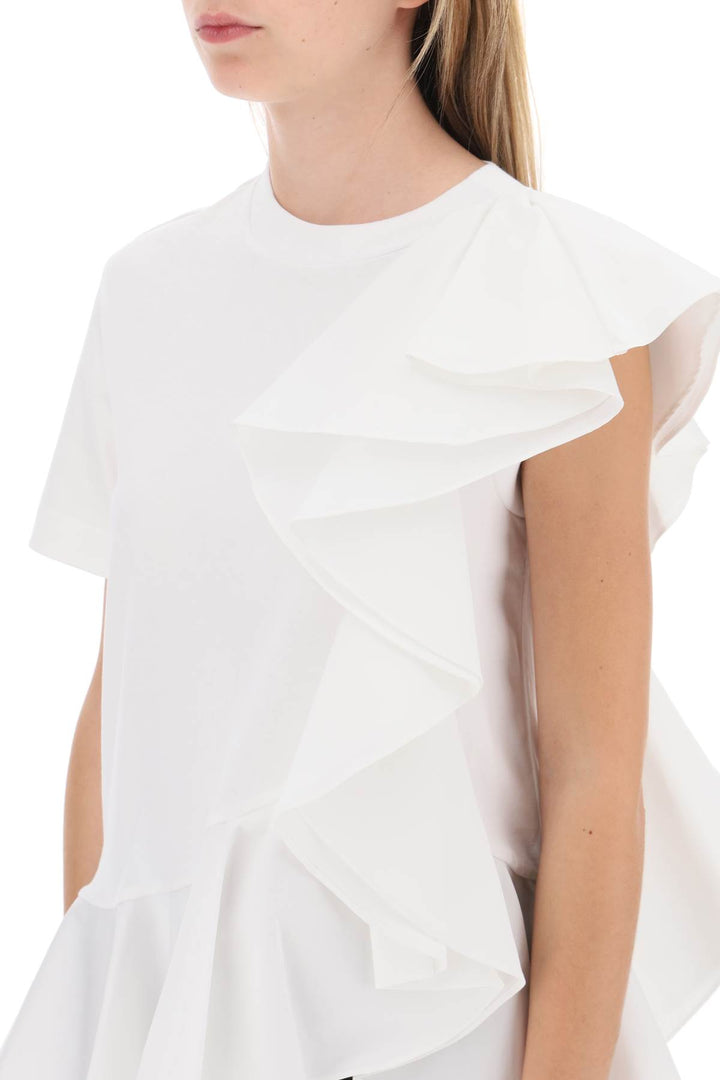 Ruffled Asymmetric Jersey Top