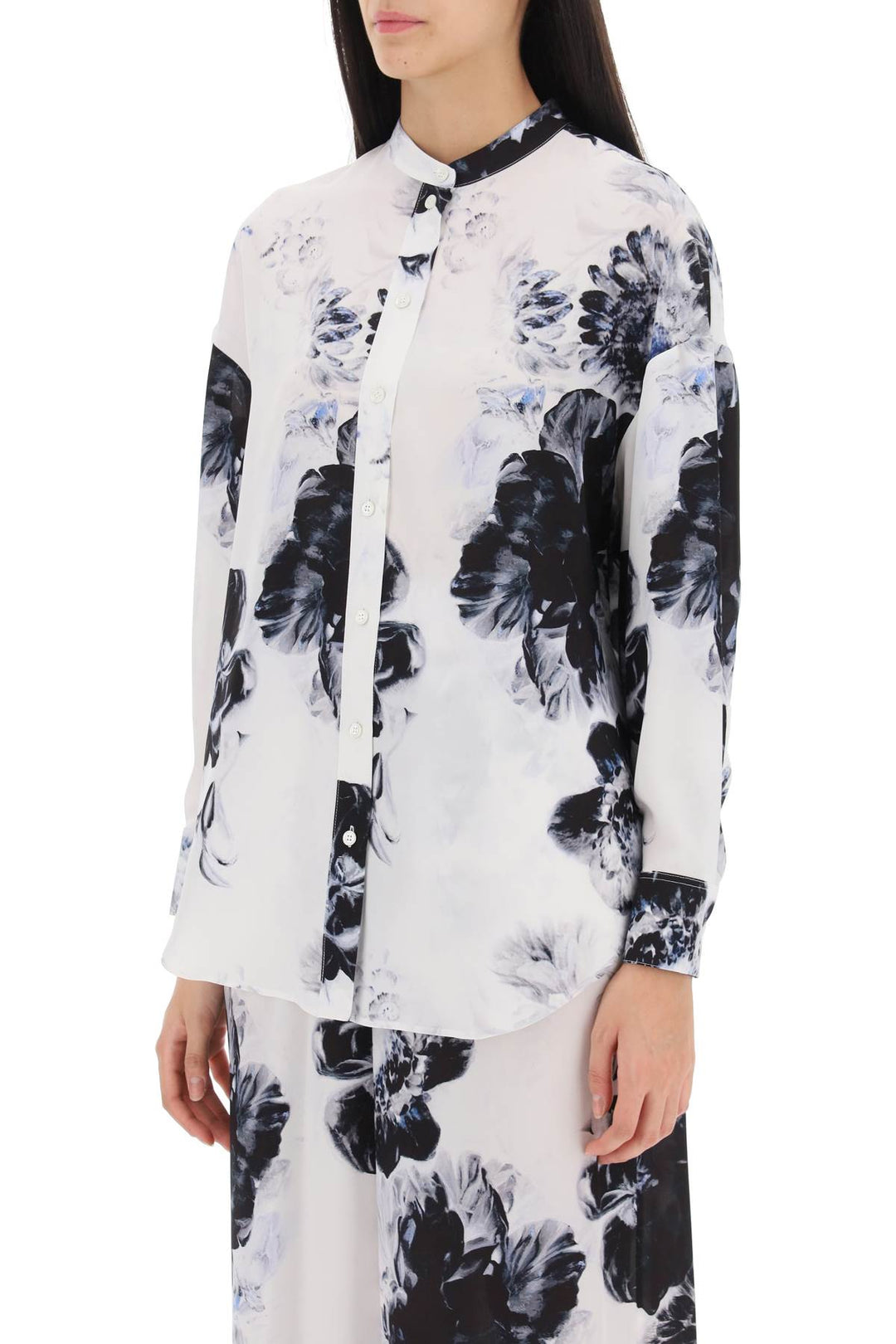 Orchid Maxi Shirt In Silk Crepe