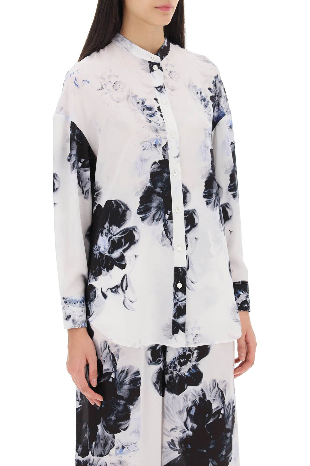 Orchid Maxi Shirt In Silk Crepe