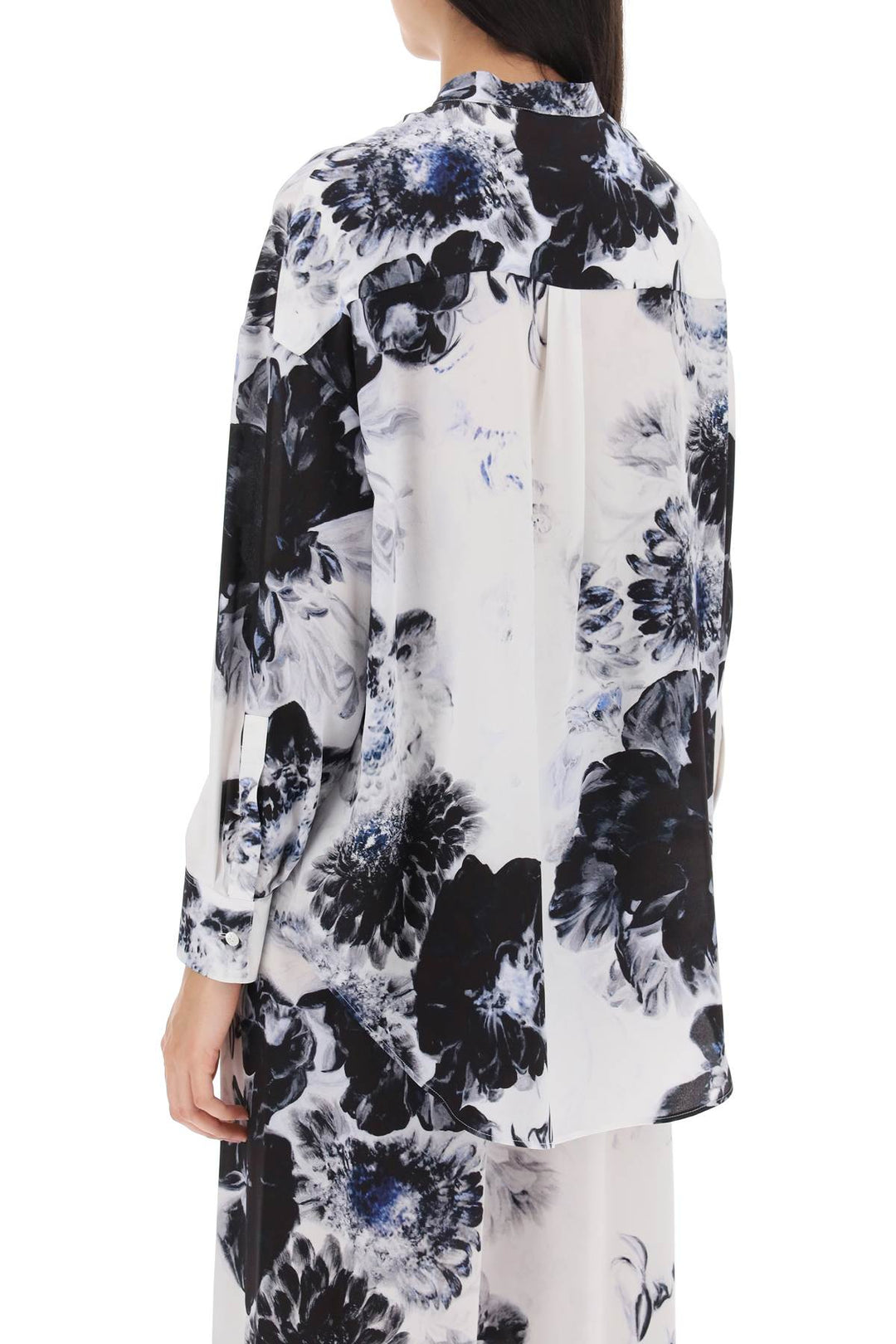 Orchid Maxi Shirt In Silk Crepe