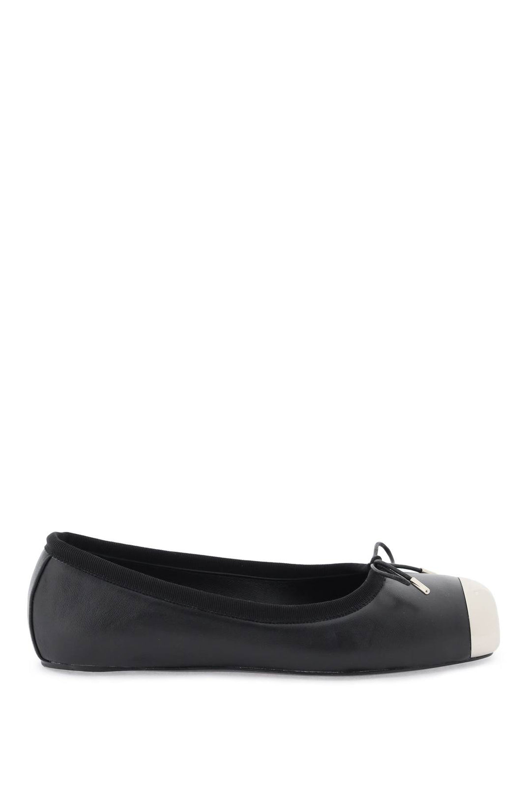 Nappa Leather Ballet Flats With Metallic Toe