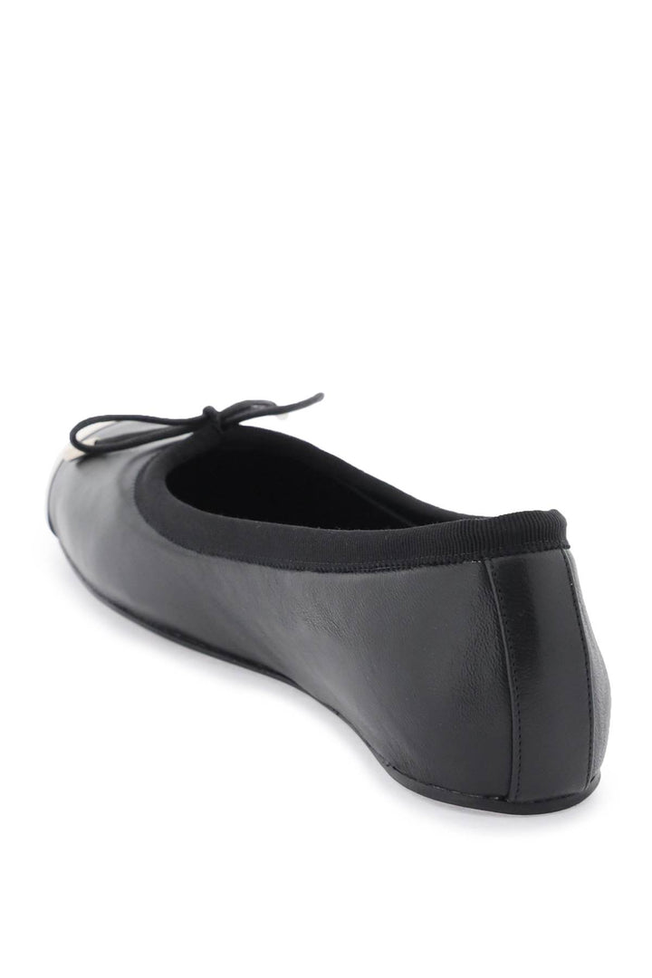 Nappa Leather Ballet Flats With Metallic Toe