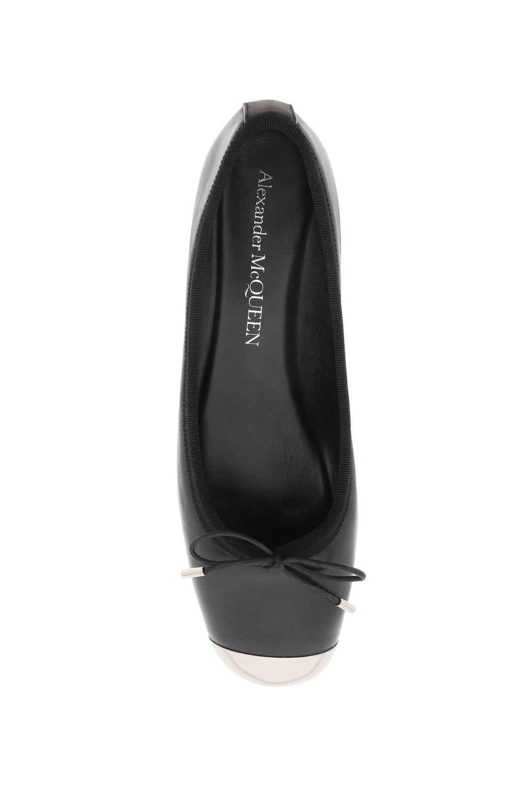 Nappa Leather Ballet Flats With Metallic Toe