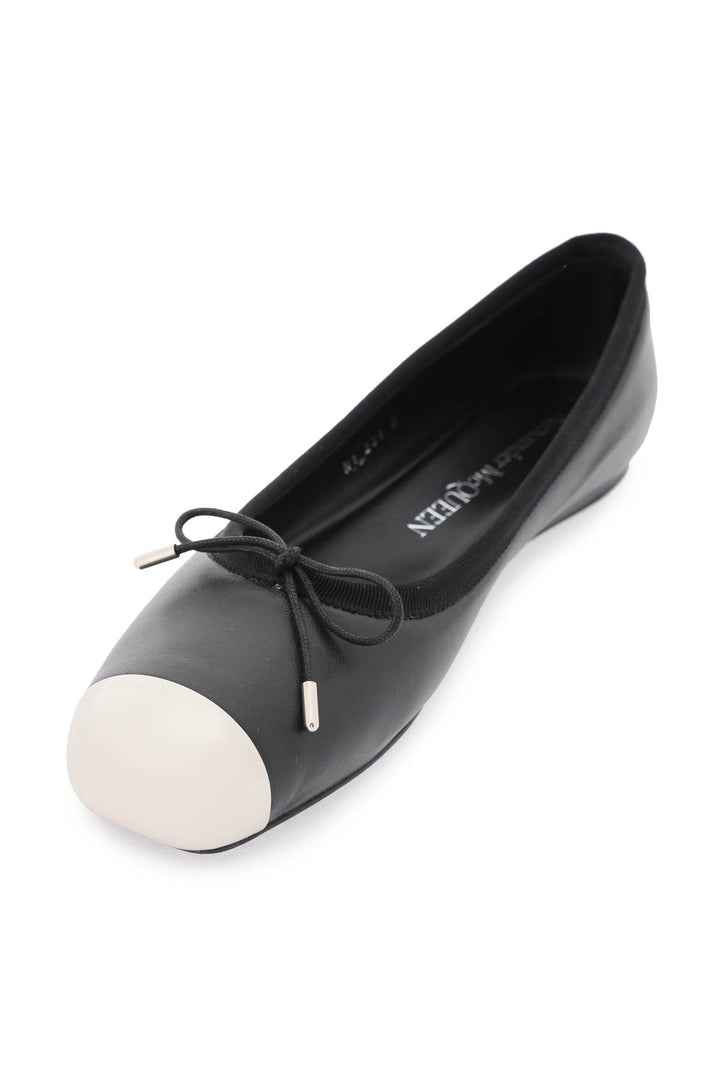 Nappa Leather Ballet Flats With Metallic Toe