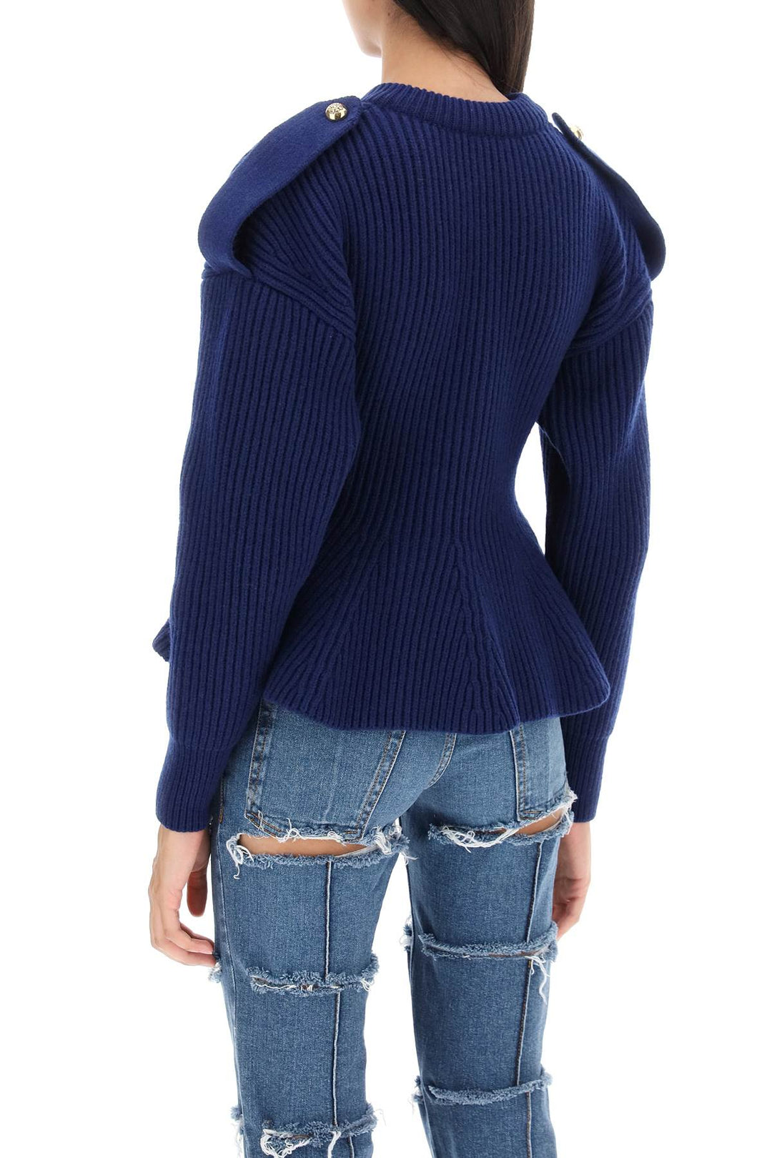 Ribbed Peplum Cardigan