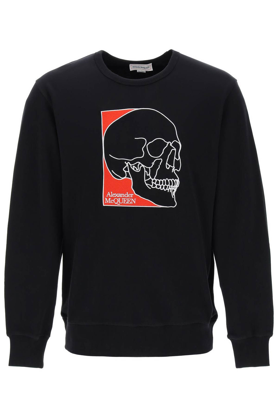 Crew Neck Sweatshirt With Skull Embroidery