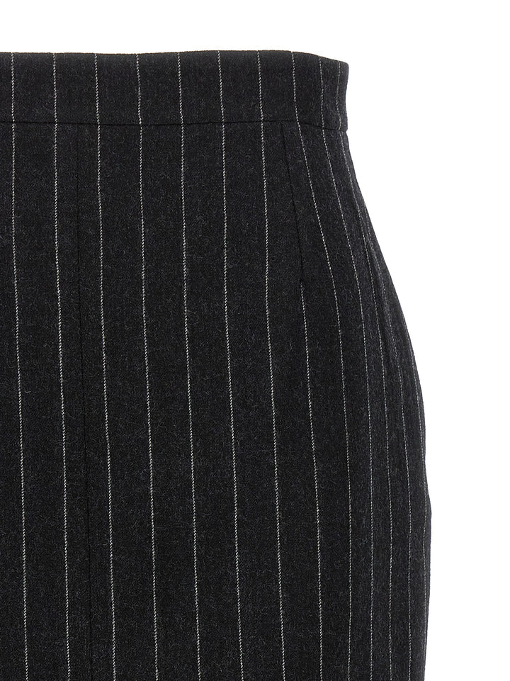 Pinstriped Wool Skirt Skirts Gray