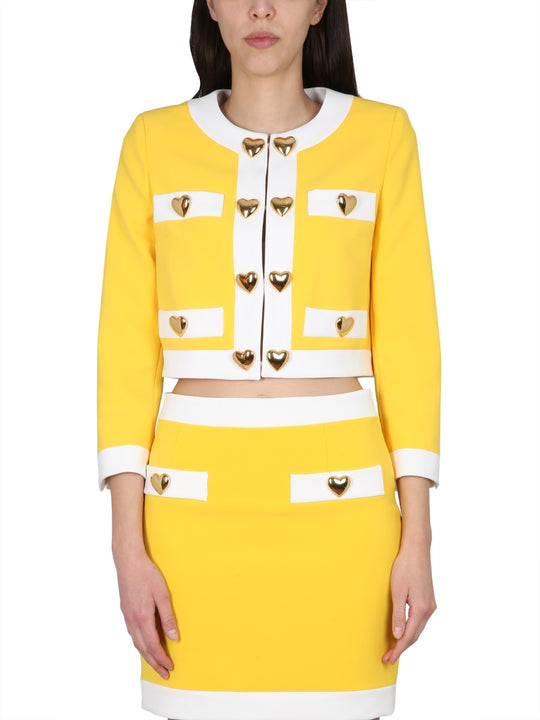 Heart Buttons Crepe Jacket