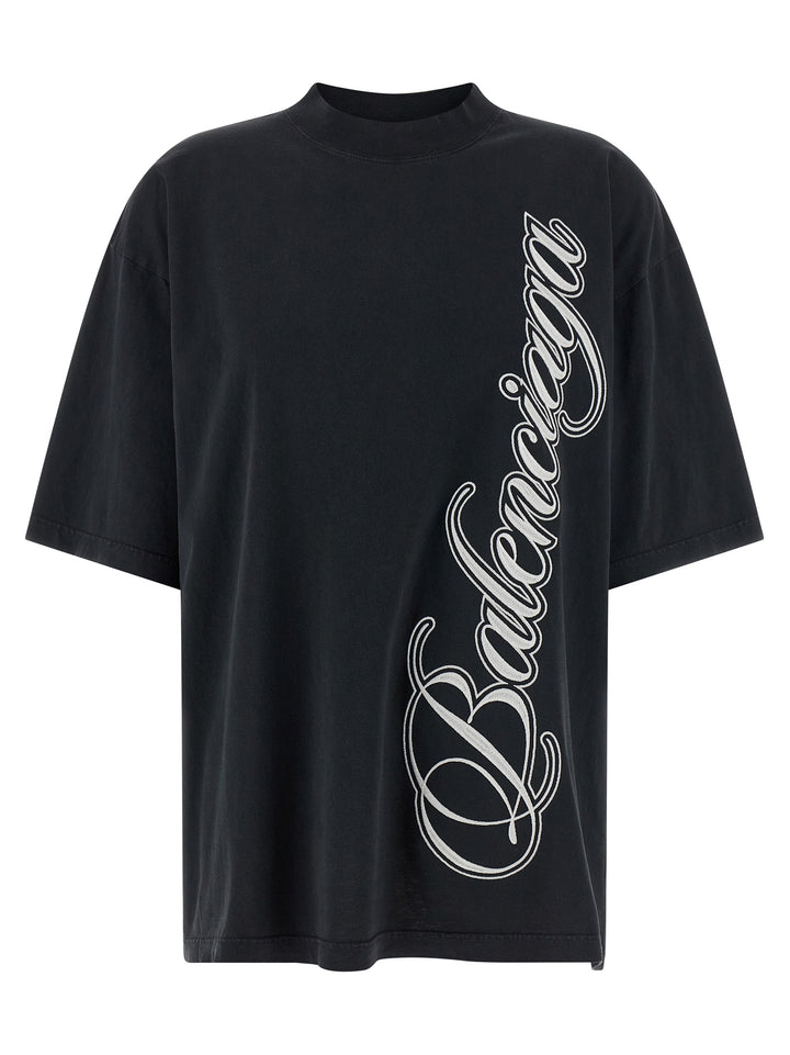 Balenciaga Cursive T-shirt - Black | 791e45adaf04105d06089a552597989778454ab6