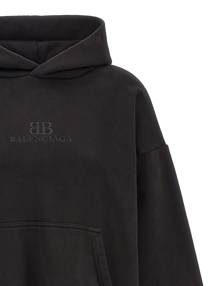 Logo Embroidery Hoodie Sweatshirt Black