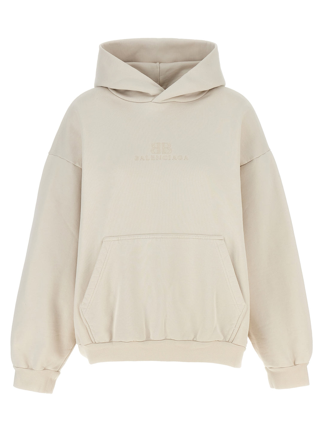 Logo Embroidery Hoodie Sweatshirt Beige