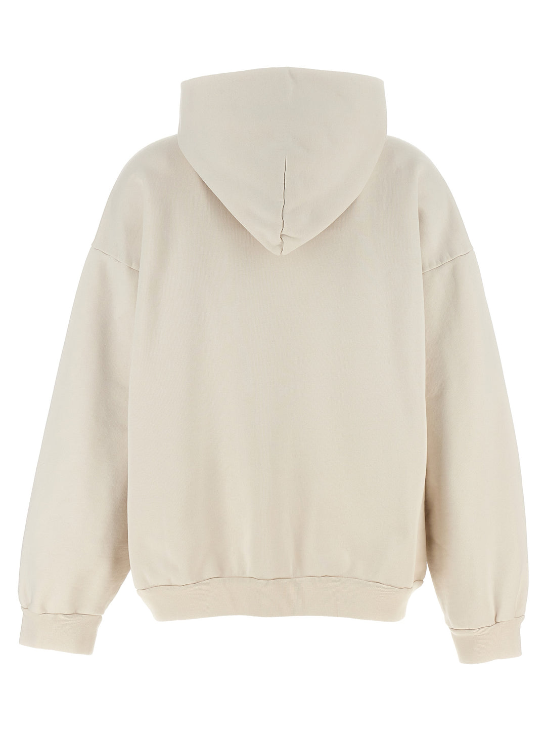 Logo Embroidery Hoodie Sweatshirt Beige