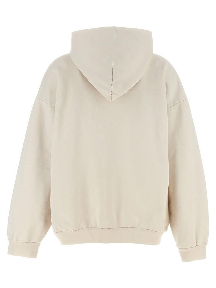 Logo Embroidery Hoodie Sweatshirt Beige