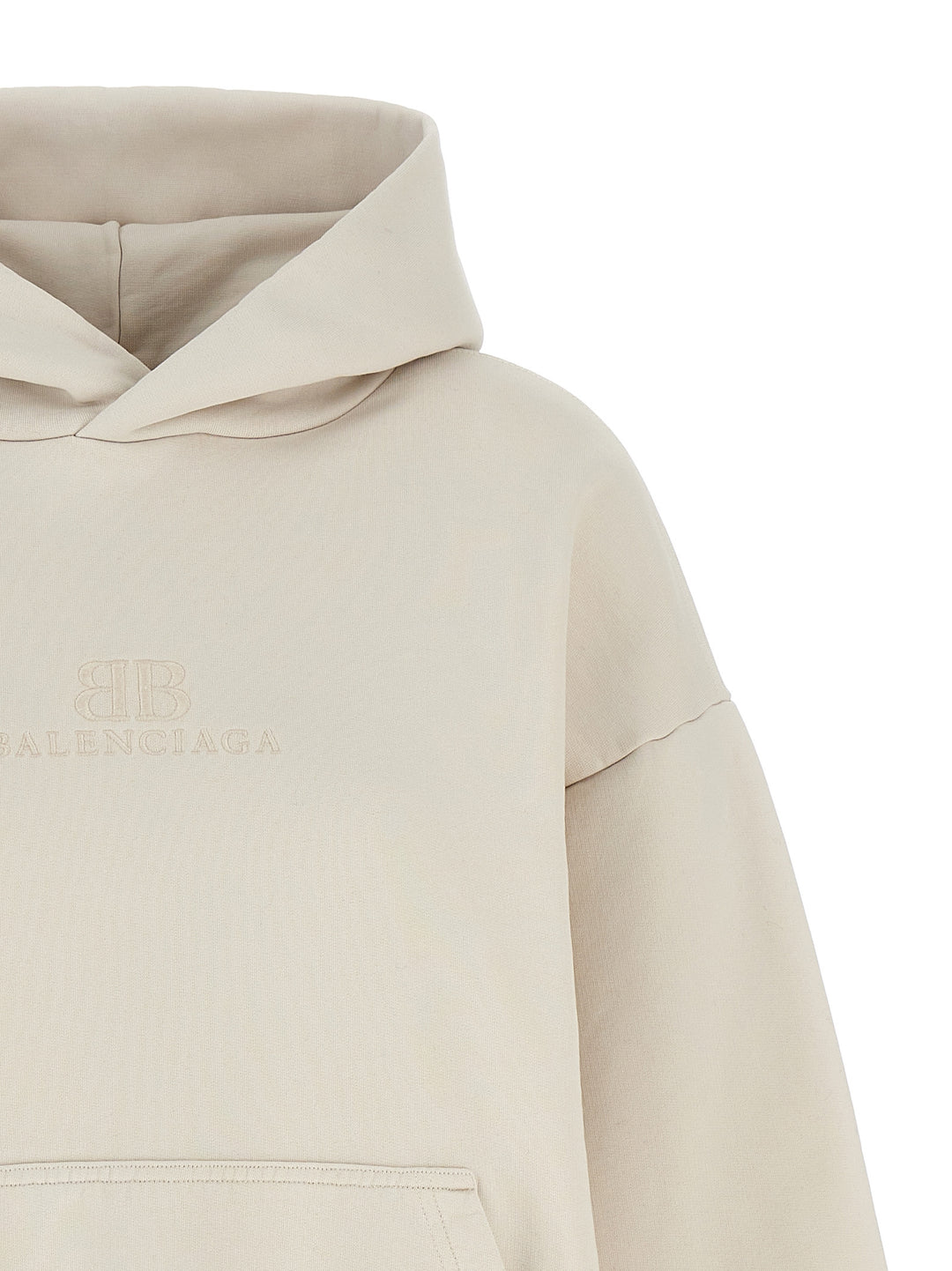 Logo Embroidery Hoodie Sweatshirt Beige