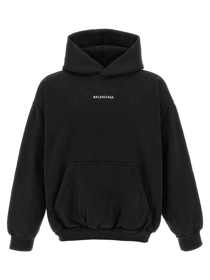 Balenciaga Logo Embroidery Hoodie Sweatshirt - White/Black | 08d76cf89c6ab26f312778e2b0f25b73c82bd5b9