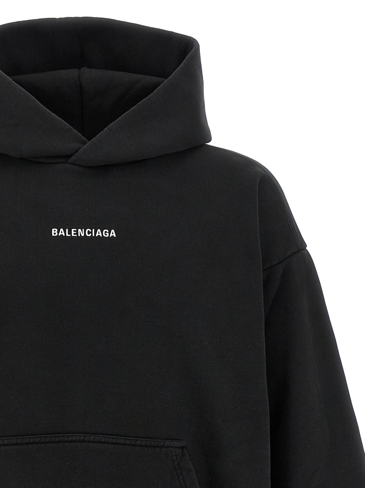 Balenciaga Logo Embroidery Hoodie Sweatshirt - White/Black | f551c97e0883fbf06a548d35e8743582a6a2c447