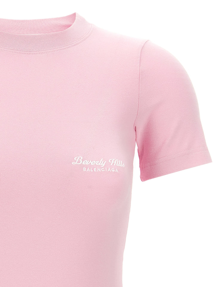 Logo Embroidery T-Shirt Pink