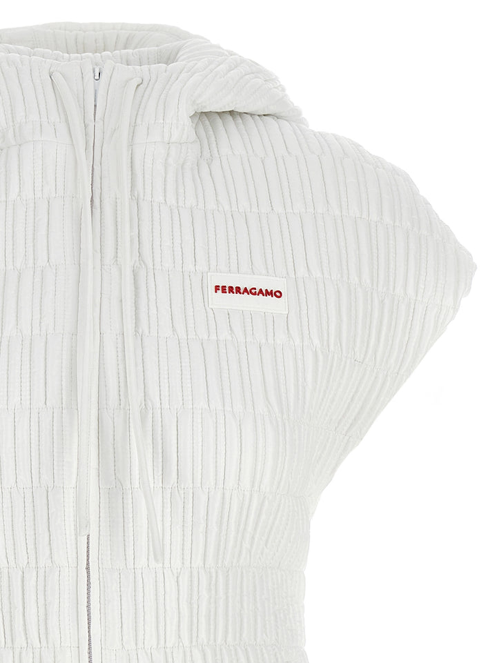 Ferragamo Hooded Vest Gilet - White | fe384d5c79646186fd1166772b2d685d832dd11a