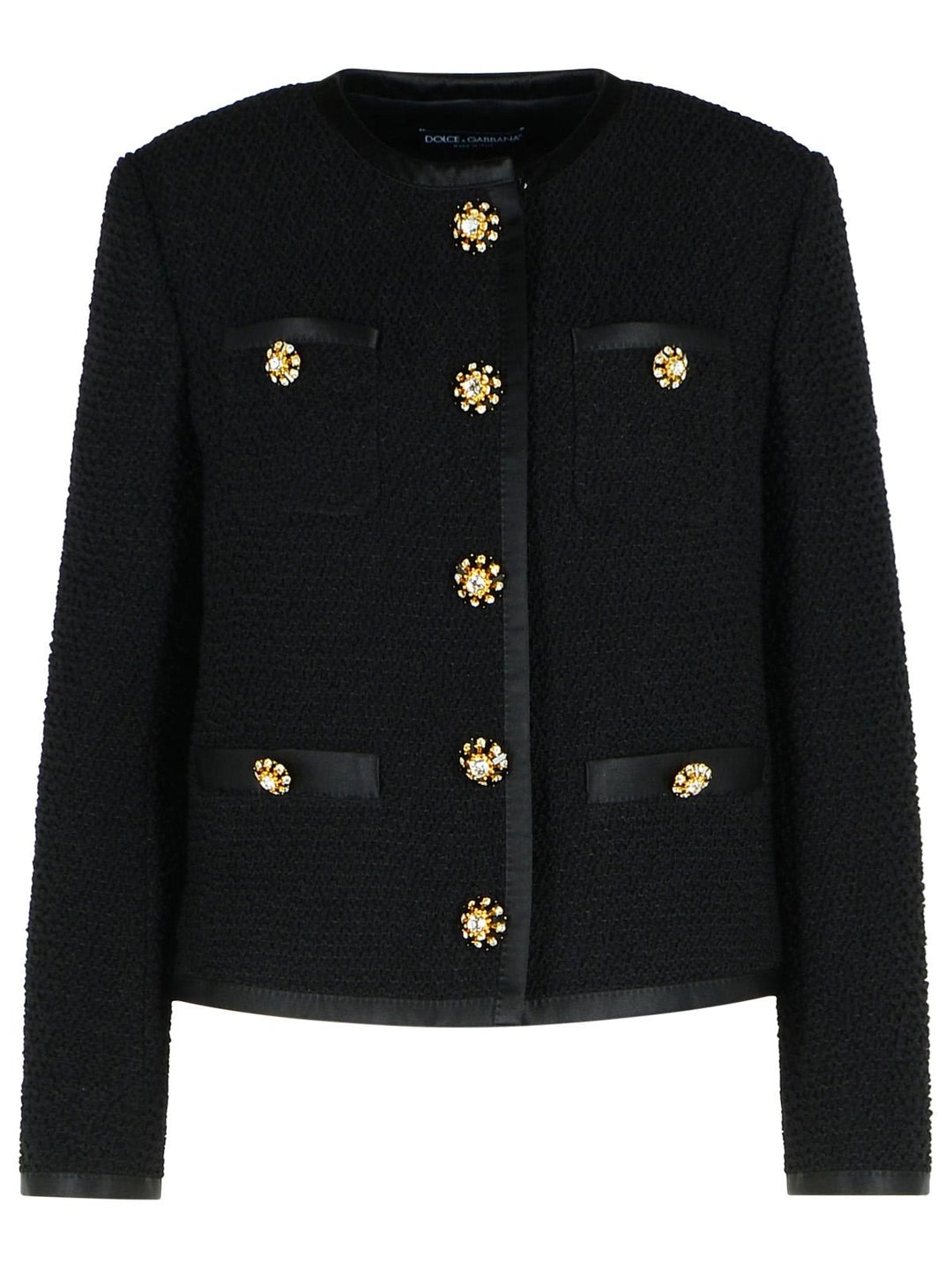 Short Jacket With Jewel Buttons Jackets Black