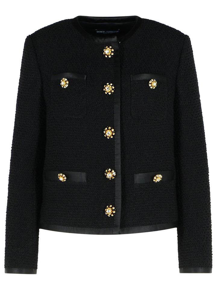 Short Jacket With Jewel Buttons Jackets Black