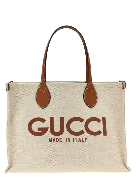 Logo Shopping Bag Tote Bag Beige