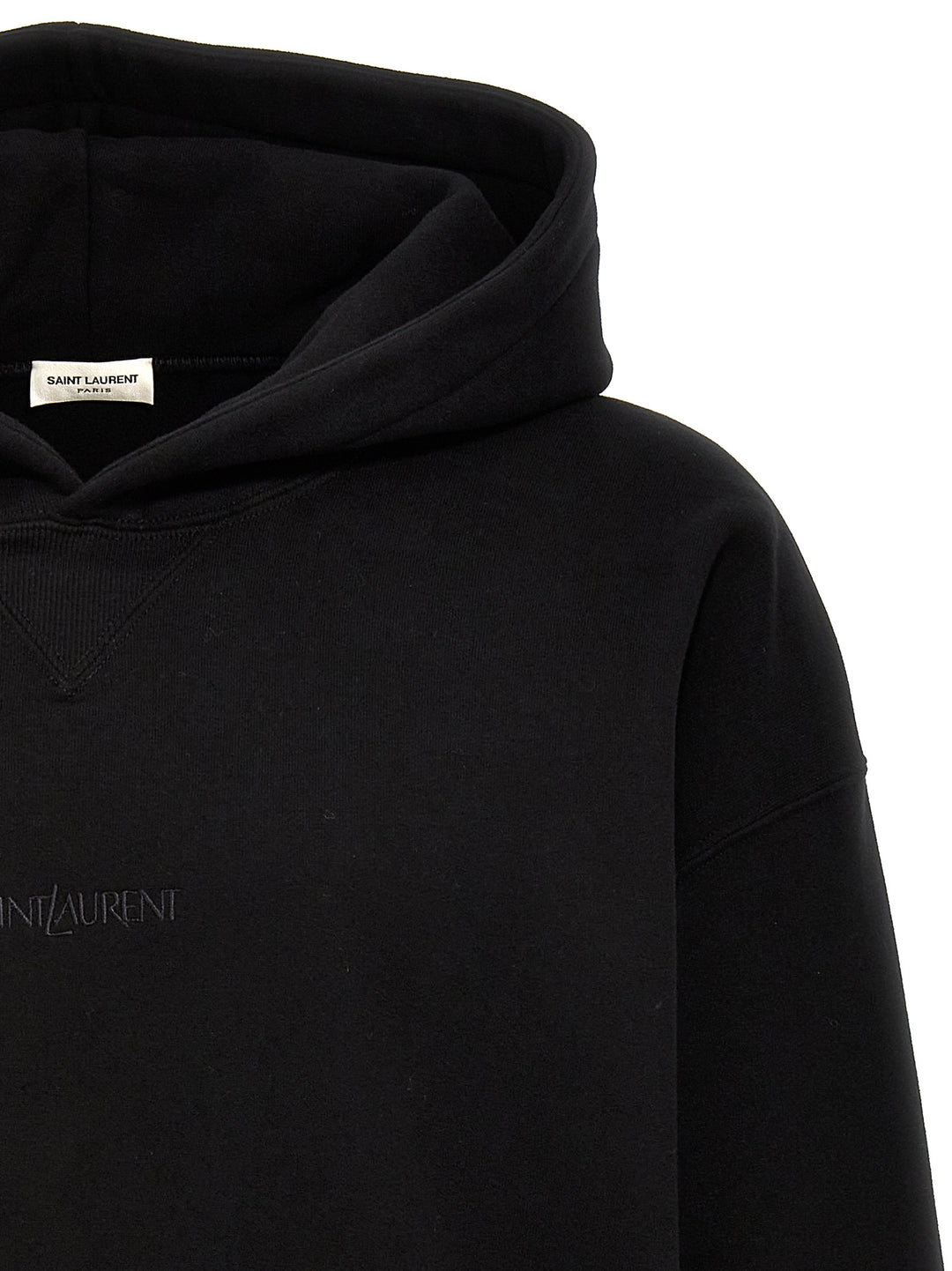 Logo Embroidery Hoodie Sweatshirt Black