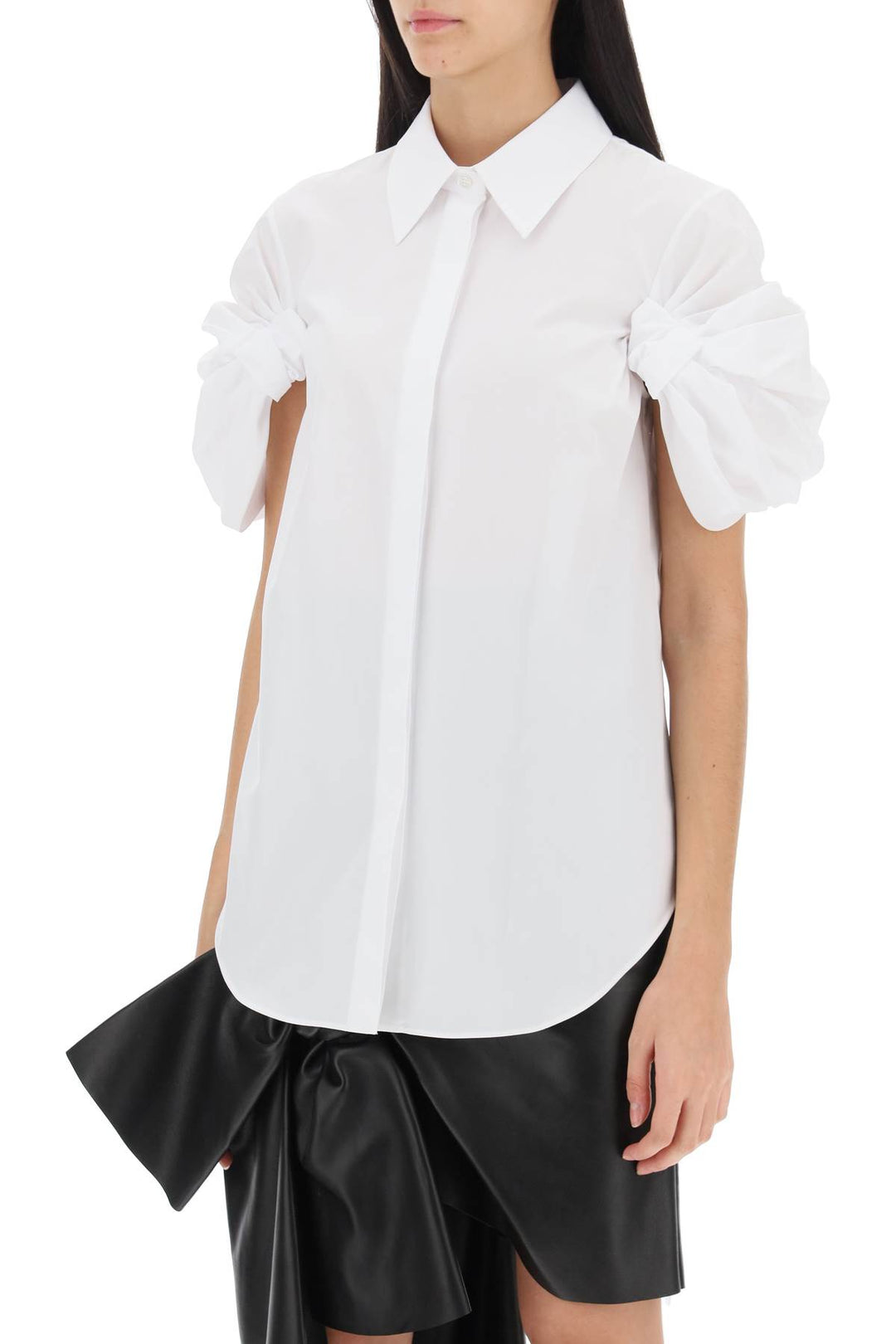 Shirt With Knotted Short Sleeves