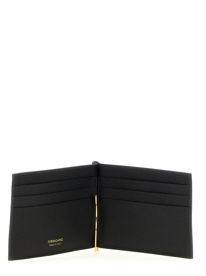 Ferragamo Gancini Wallet With Clip Wallets and Card Holders - Black | cc783f998d6c7235e09f4202f44c5c74a6371548