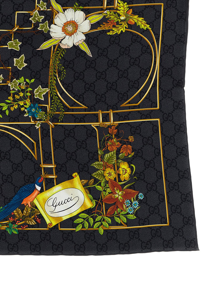 Gucci Floral Print Carré Scarves and Foulards - Black | b44449037cbd09c0e712149a0e476023af97480e