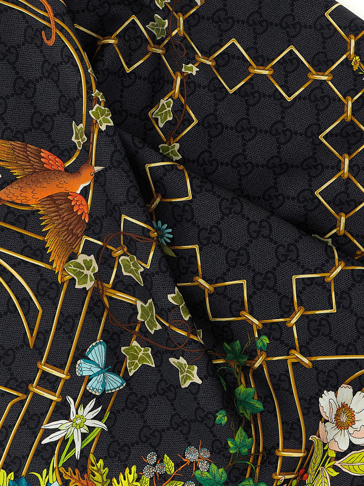 Gucci Floral Print Carré Scarves and Foulards - Black | 08e5a32cdea6a2598396c0b1e13abc56fe83a7d2