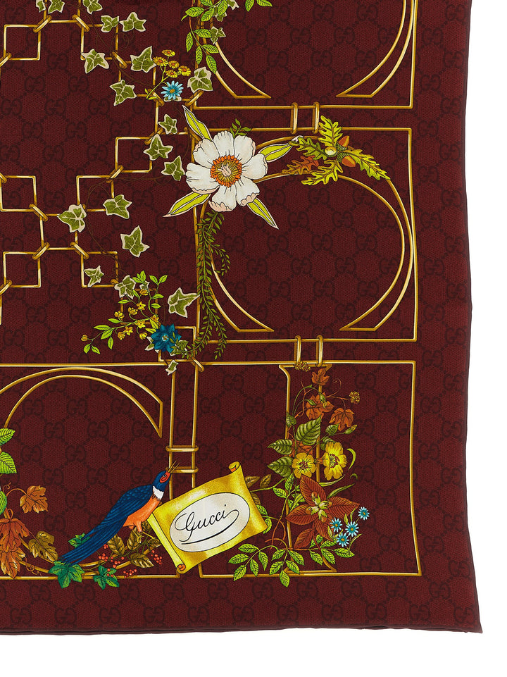 Gucci Floral Print Carré Scarves and Foulards - Bordeaux | 32cff2ea56f31b5af92334cff962a098372a1bf6