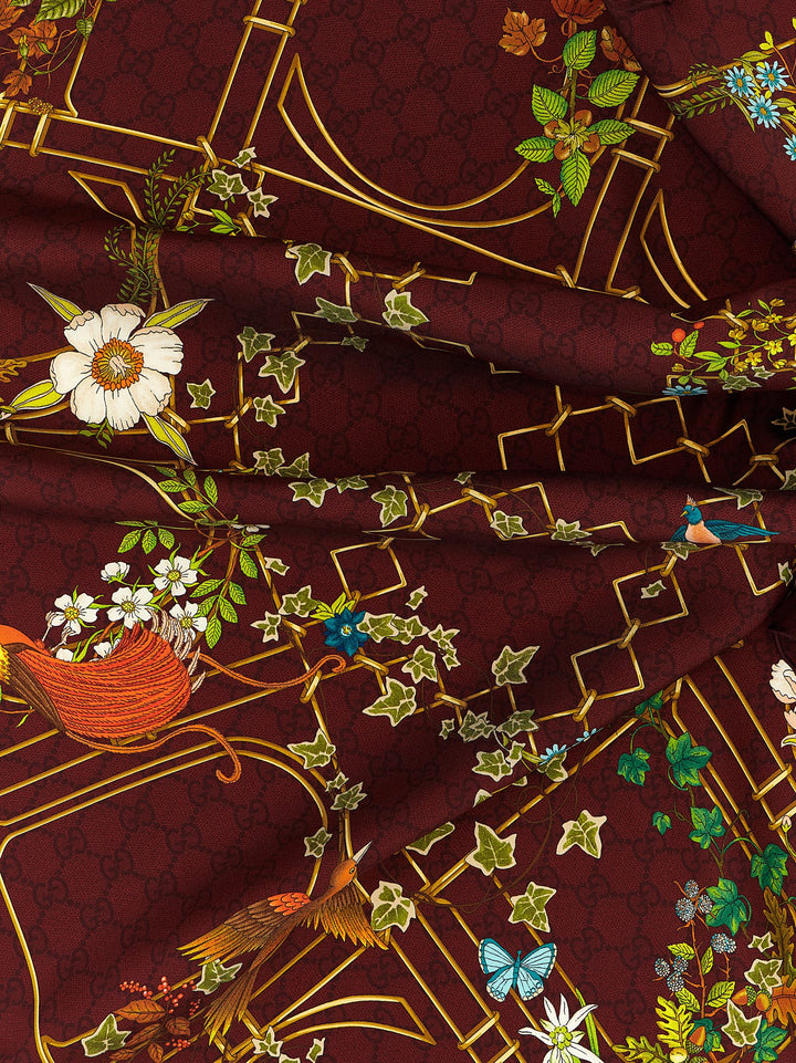 Gucci Floral Print Carré Scarves and Foulards - Bordeaux | bbc09671de07d5cd3c4fef2851dafccb49e5eac9