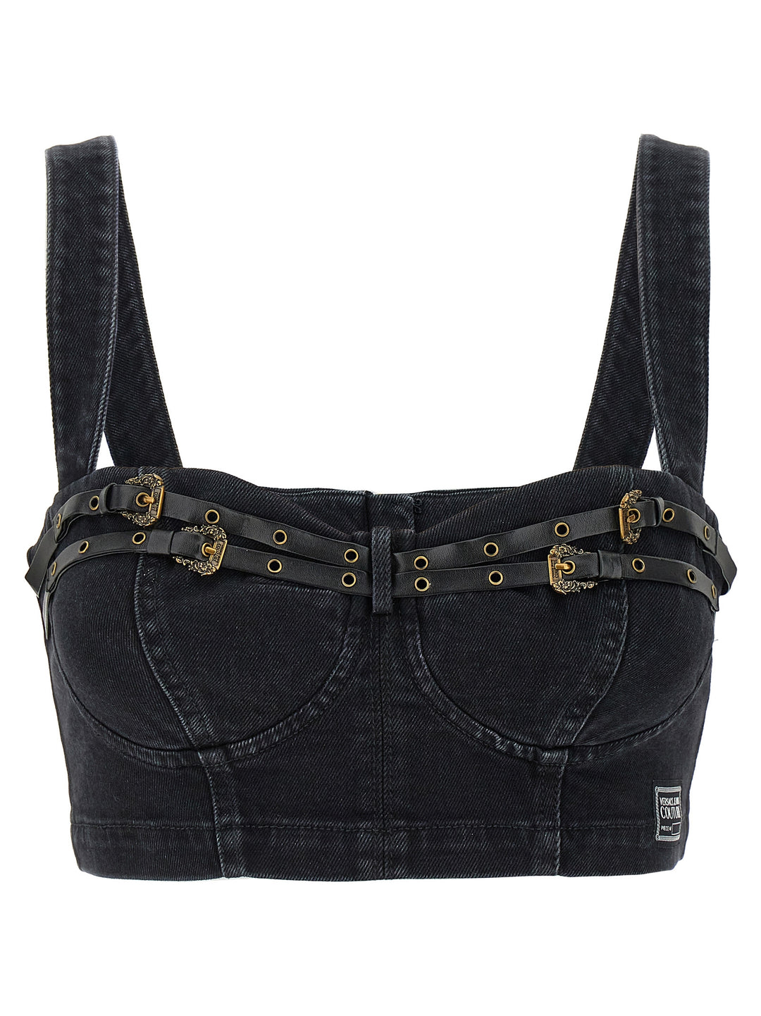 Denim Strap Top Tops Black