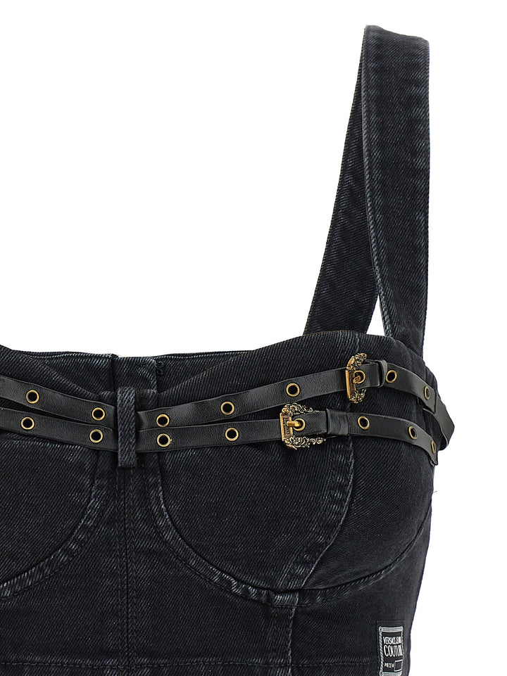 Denim Strap Top Tops Black