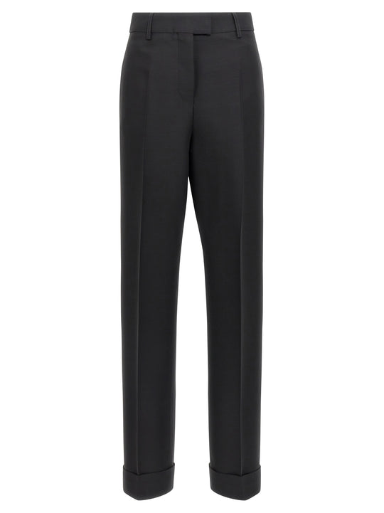 Stretched Pleated Trousers Pants Black
