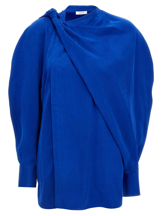 Asymmetric Shirt Shirt And Blouse Blue