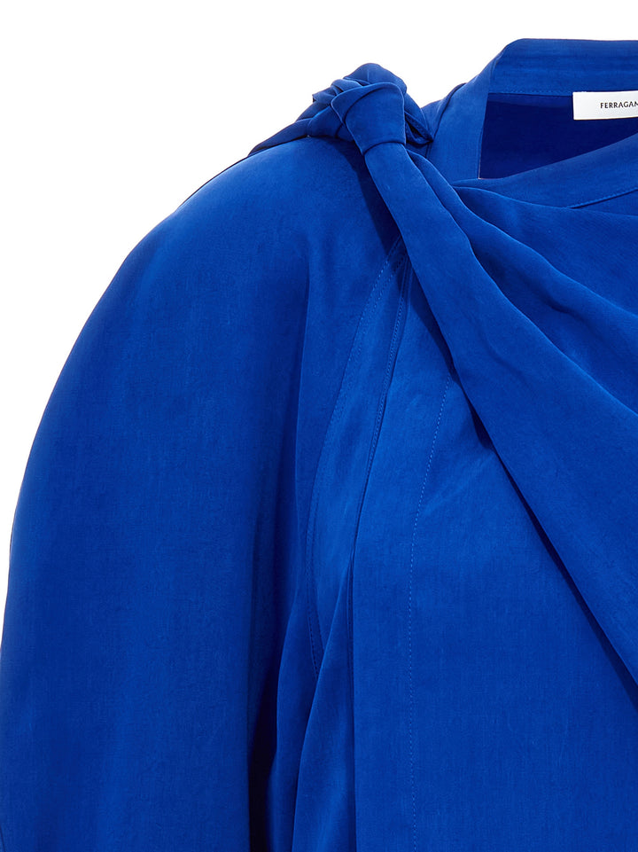 Ferragamo Asymmetric Shirt Shirt and Blouse - Blue | 952ed7db4da07bf30cf72325aabc3af05c5b49b4