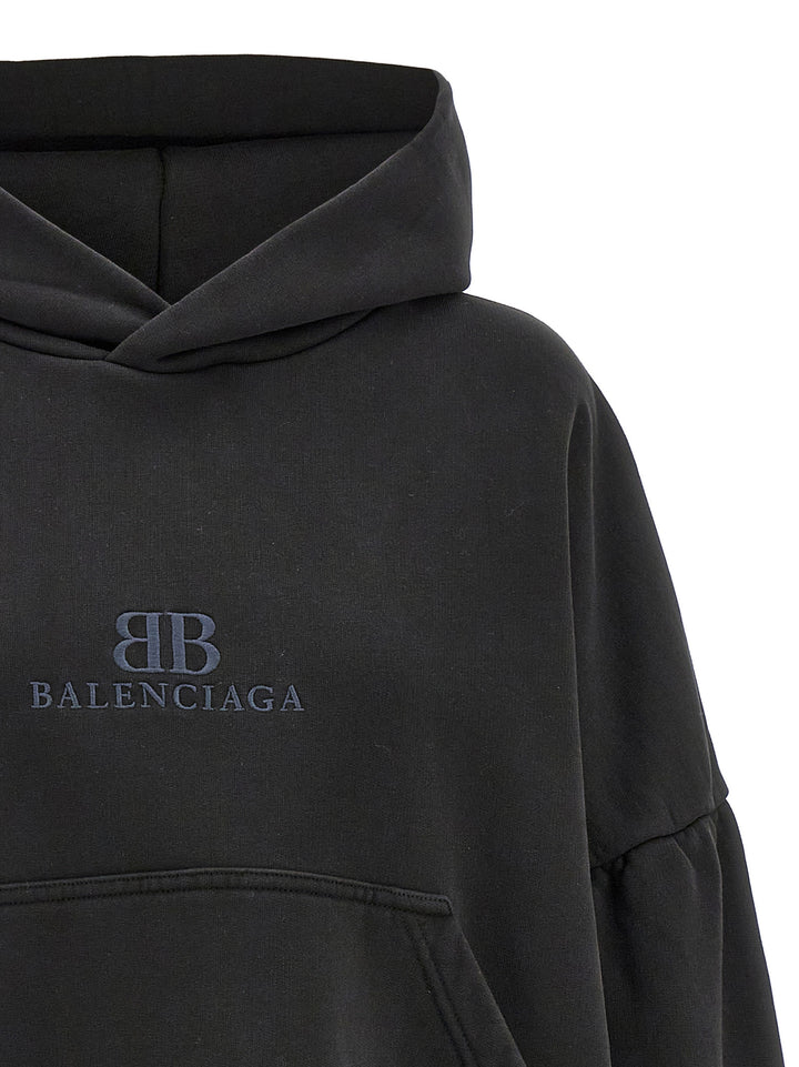 Logo Embroidery Hoodie Sweatshirt Black