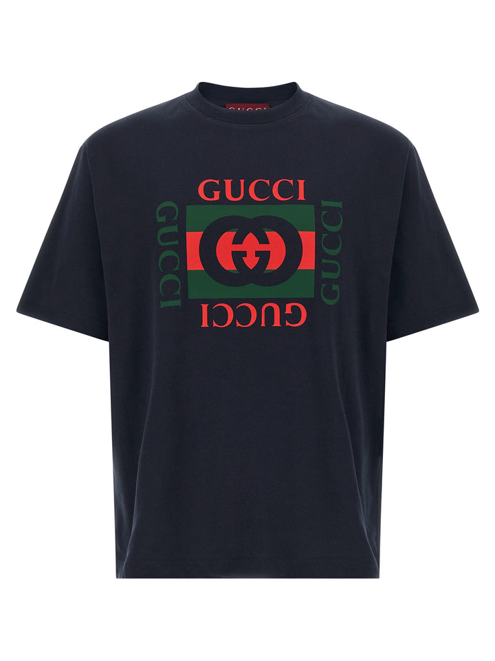 Gucci Logo Print T-shirt - Blue | e1b89d5c0cbe4c3971f44144376811d73ff3c532