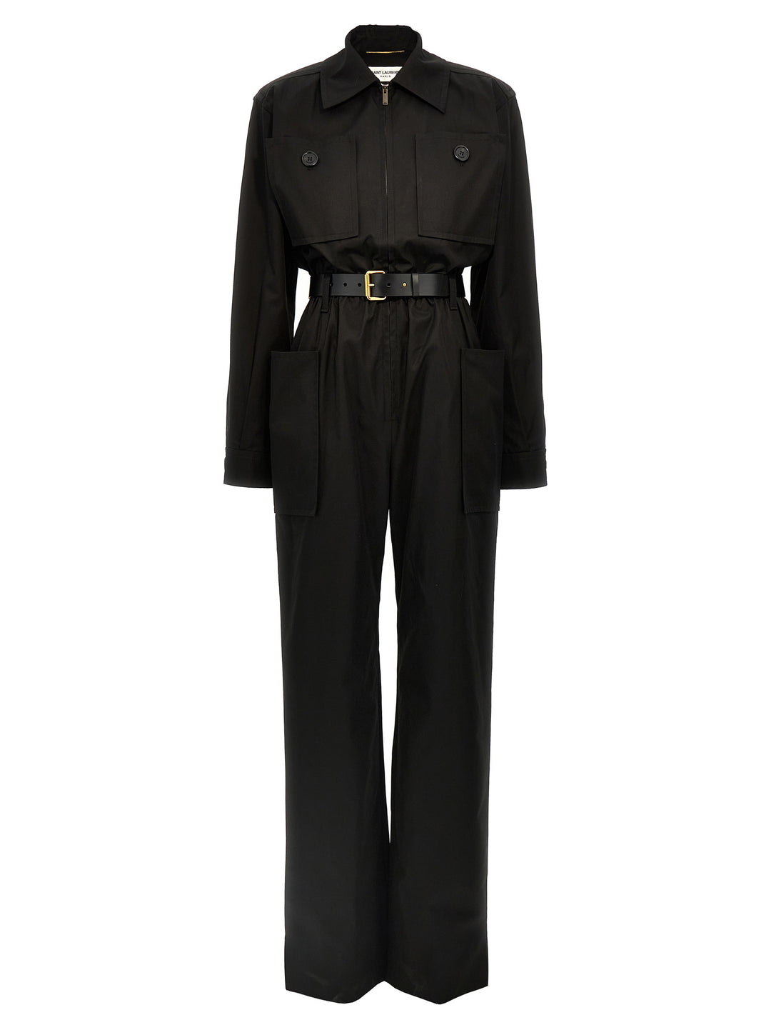 One-Piece Belt Twill Suit Jewelry Black