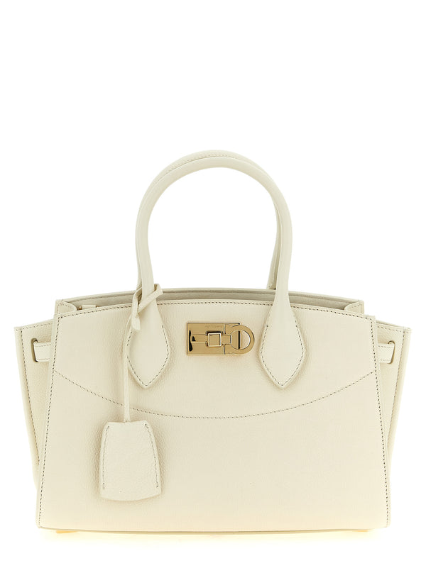 New Ferragamo Studio Soft (M) Hand Bags White