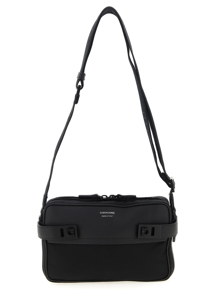 Ferragamo Twins Nylon Crossbody Bags - Black | d8924510f9920e826f4e8948d8293ec891a87b0c